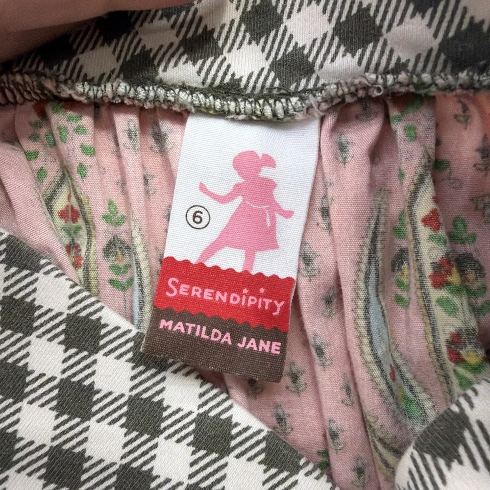 Matilda Jane Serendipity Calico Gabbi Skirt Girls Size 6 Patchwork Pockets